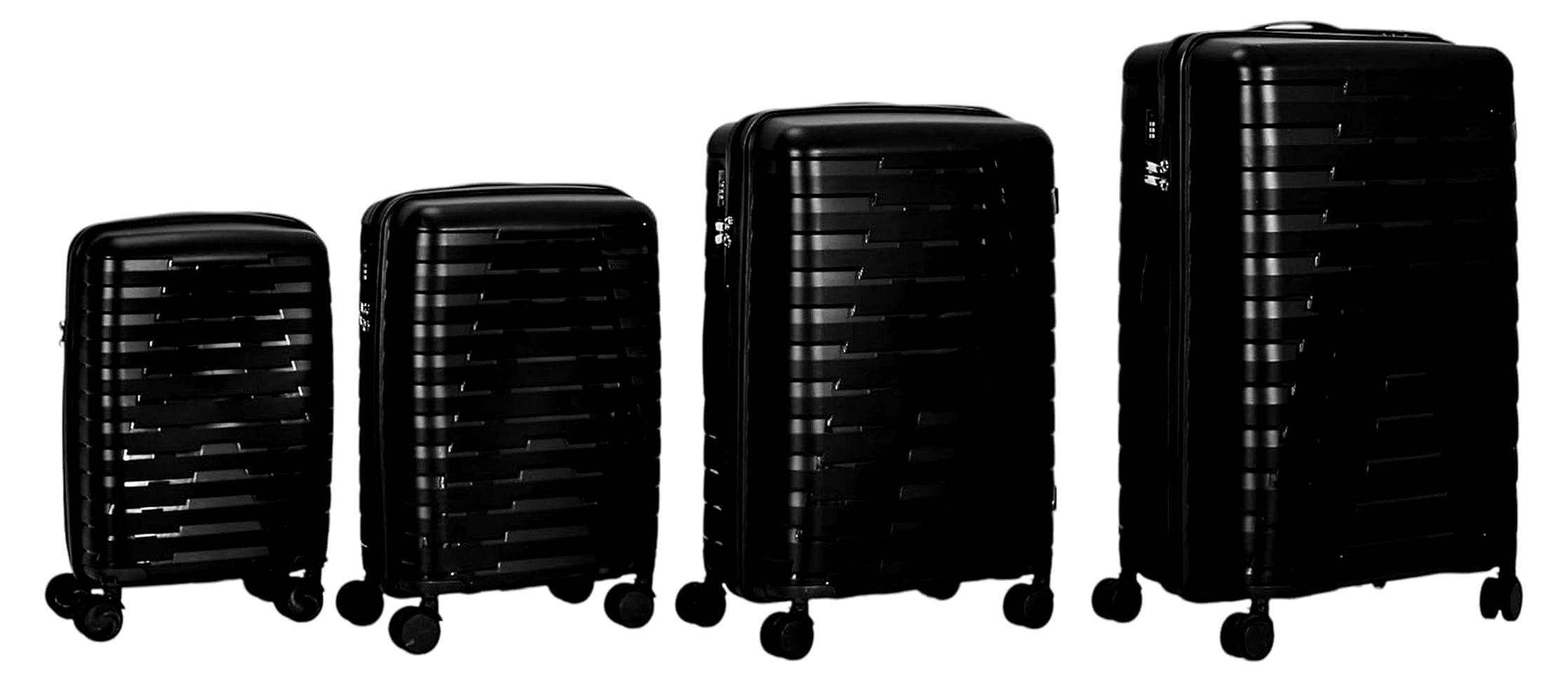 Set aus 4 Schwarzen Kabinenkoffern mit Abnehmbaren Rollen - Aus Polypropylen PP - Leicht und Reisefreundlich - Optimierte Kapazität - Perfekt für Kurzreisen - Schwarz
