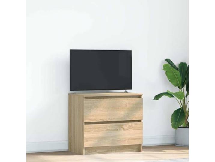 HEFZGDB TV-Schrank Sonoma-Eiche 60x35x54 cm Holzwerkstoff mit 2 Schubladen Stauraum für Multimedia-Geräte und Bücher, Stabile Oberplatte für Fernseher, Langlebiges Wohnzimmer