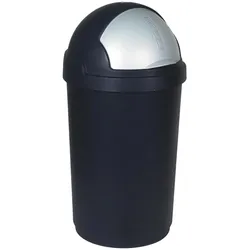 MGA CURVER Abfalleimer Roll-Top 50l in schwarz/Silber, Plastik, 35 x 25 x 10 cm, Abfalleimer, Schwarz