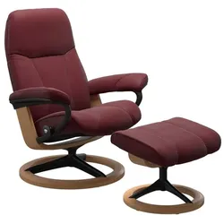 Stressless Sessel mit Hocker Consul Signature Leder Rot Batick Bordeaux S (Small)