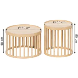 Vicco, Couchtisch + Beistelltisch, Couchtisch-Set Enara, Bambus/Bambus, x cm mit 2 Teilen (50.50 x 50.50 x 50 cm)
