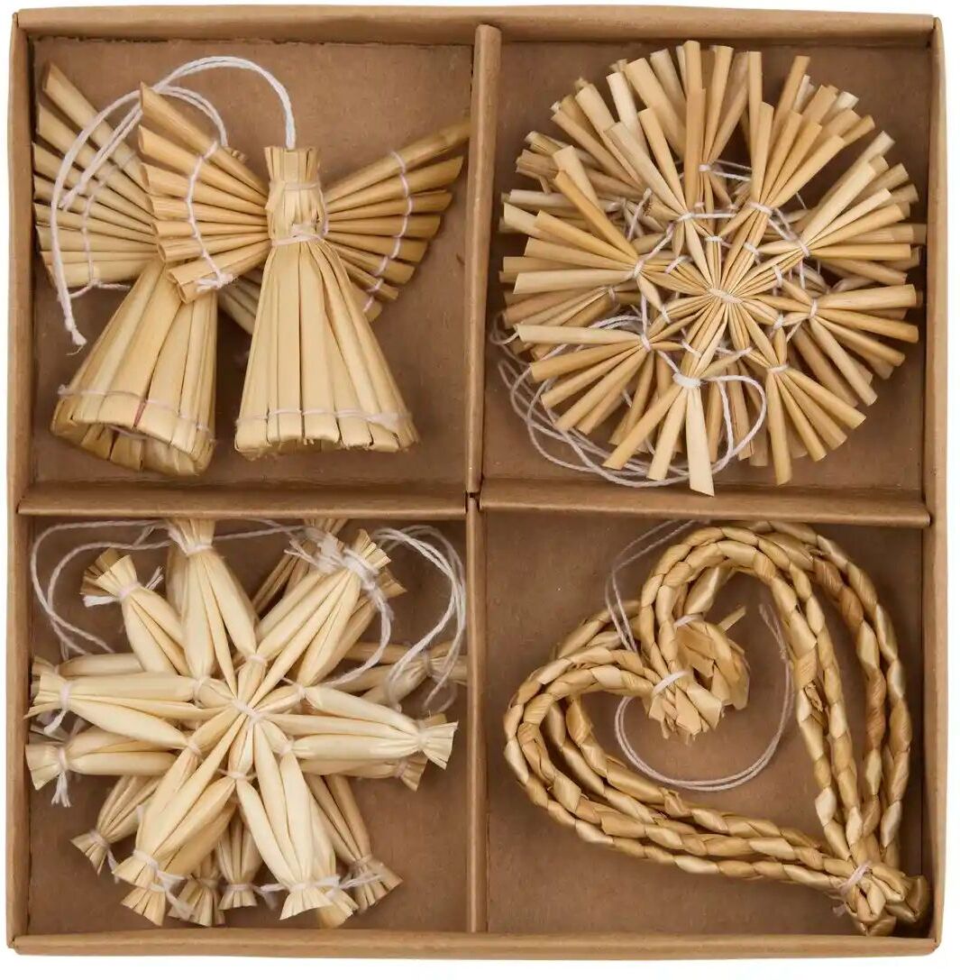 HOME STORY Strohanhänger Set   ¦ beige ¦ Naturprodukte ¦ Maße (cm): B: 1,5 H: