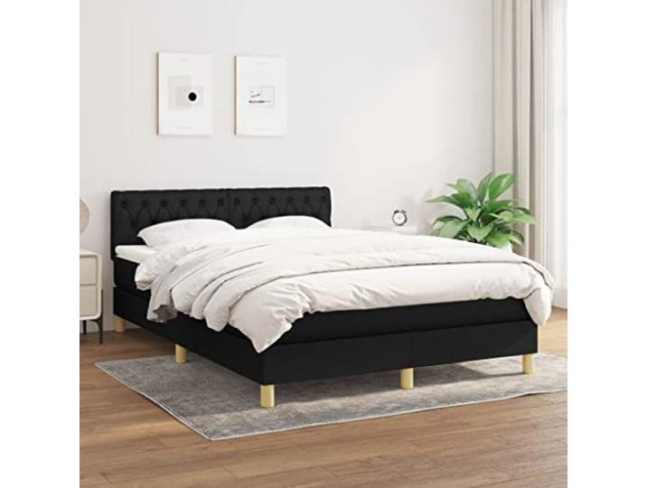 RJPLMFV Lattenrost, Matratze, Schwarz, 140 x 190 cm, Stoff Verstellbarer Kopf, Taschenfedern, mittelharte Unterstützung, weicher Matratzenschoner, Handbuch enthalten