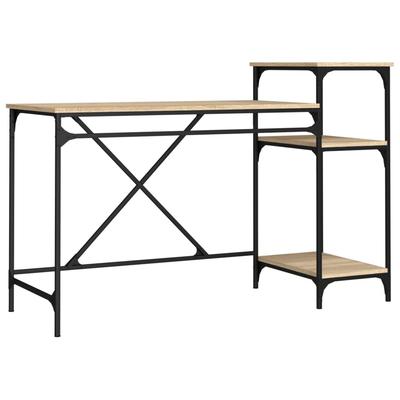 Helloshop26 - Schreibtisch Tisch Arbeitsplatz Computermöbel Arbeitszimmer und Regale Sonoma-Eiche 135 x 50 x 90 cm 02_0023818