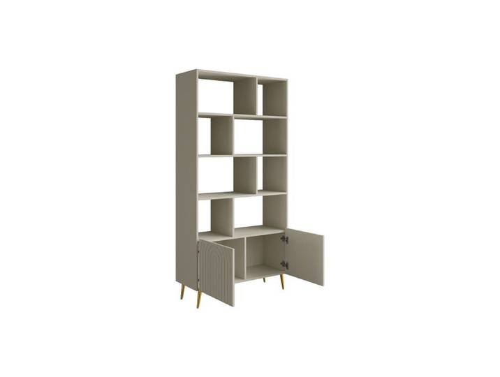 Bibliothèque avec 2 portes et 8 niches - Beige - NORSIM