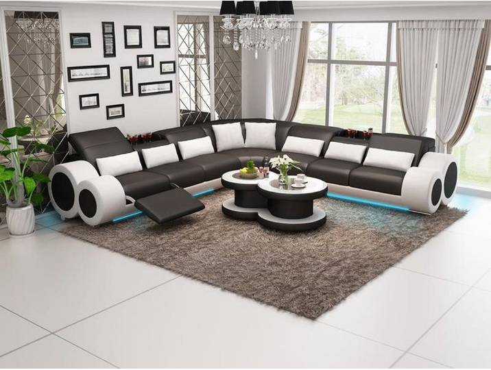 JVmoebel Ecksofa Leder Couch mit USB-Anschluss und eleganten Edelstahlfüßen, Made in Europa