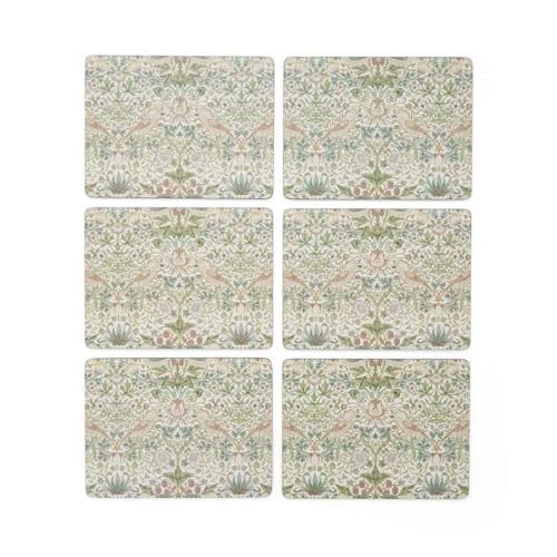 Set van 6 Strawberry Thief Placemats - Groen