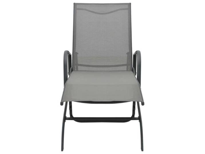 “Winter Sale TOP Chaise longue terrasse Gris - Chaise longue Acier et textilène PRO94391