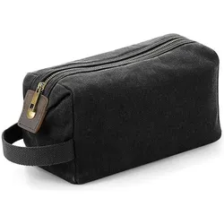Quadral Heritage Waxed Canvas Wash Bag, Necessaire, Schwarz