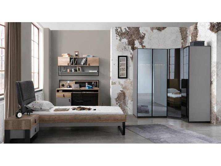 JVmoebel Jugendzimmer-Set Jugendzimmer Set Bett Eckschrank Schreibtisch Nachttisch Regal, (Jugendzimmer-Set, 5-tlg., 5-tlg)