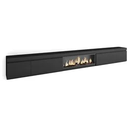 SKRAUT HOME Wohnzimmer-TV-Schrank, Viel Stauraum, 368x35x45cm, XXL-Elektrokamin, Modernes Design, Schwarz _ 514_1161