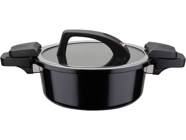 Dampfgartopf GSW Gourmet , schwarz, H:10cm Ø:24cm, Töpfe, Dampfgartopf, Dampfkochtopf mit Ventil zum Druckausgleich kein Überdruck, Induktion