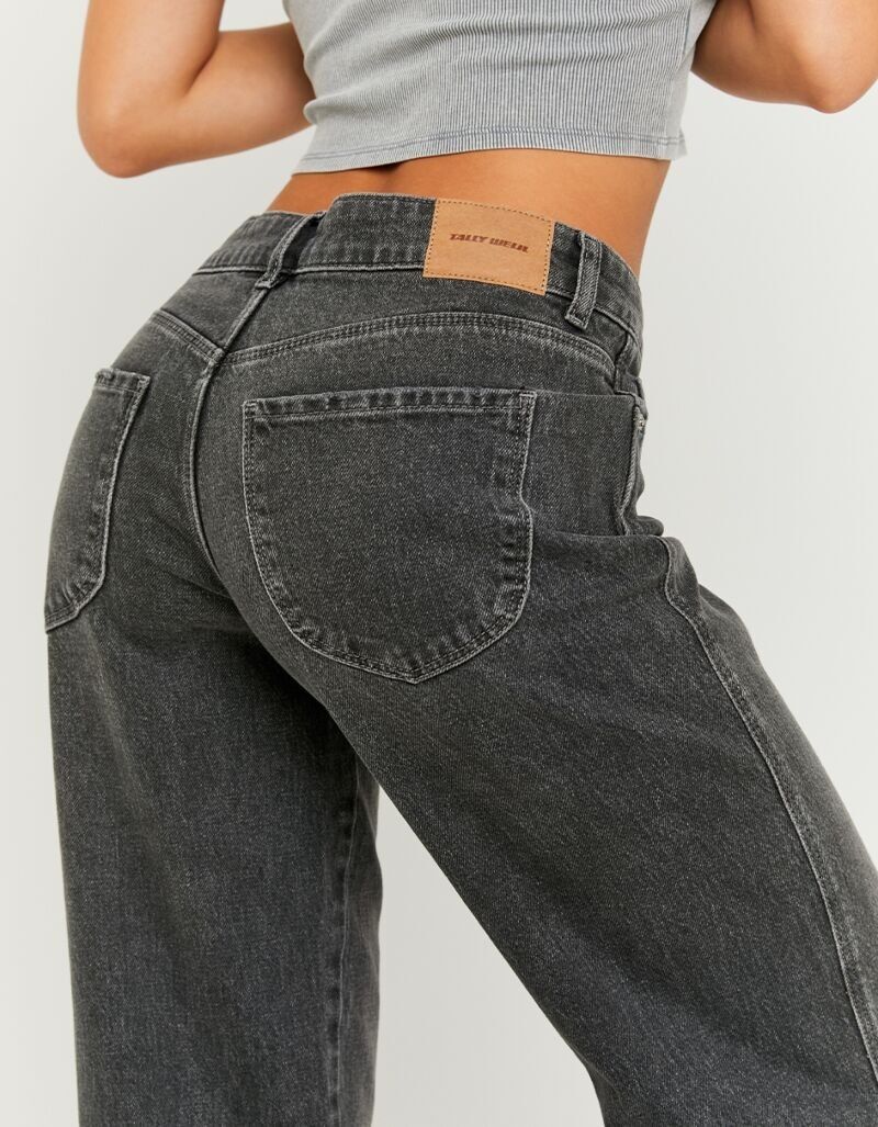 Low-rise-Jeans TALLY WEIJL "SPADEPALLAS", Damen, Gr. 40, N-Gr, grau wash, Denim/Jeans, Obermaterial: 69% Baumwolle, 30% Lyocell, 1% Elasthan, Abriebeffekte, straight fit lang, Jeans Low-rise-Jeans, Baumwollmischung, Low-Waist mit geradem Beinverlauf und S
