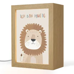NACHTTISCHLAMPE Löwe - Beige - Tier - Mutig - Zitat 15x20 cm