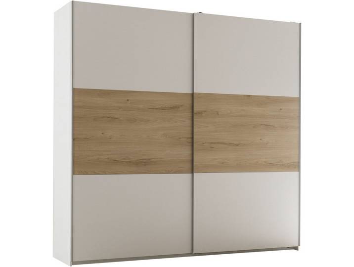 Schlafkontor Schwebetürenschrank Kiara Kleiderschrank, Schiebetürenschrank, Schrank mit Schiebetüren Bauchbinde in farblicher Absetzung