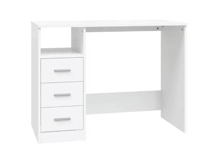 Remise Bureau Informatique - Blanc - Bureau compact - 1 place - avec tiroirs - Blanc - 102x50x76cm - Bois d'ingénierie_fmg40l