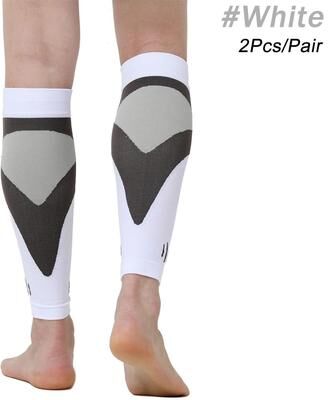 Uplifted Goods Professional Running Leg Compression And Shin Support Sleeves white l