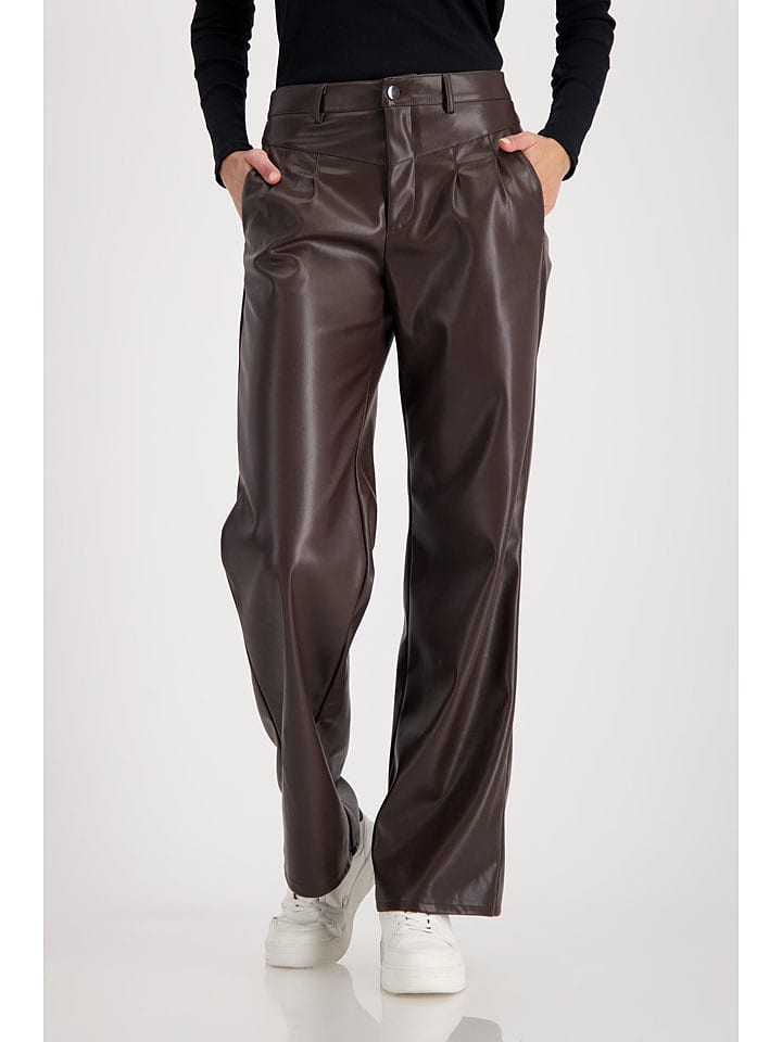 monari Kunstlederhose in Dunkelbraun - 36