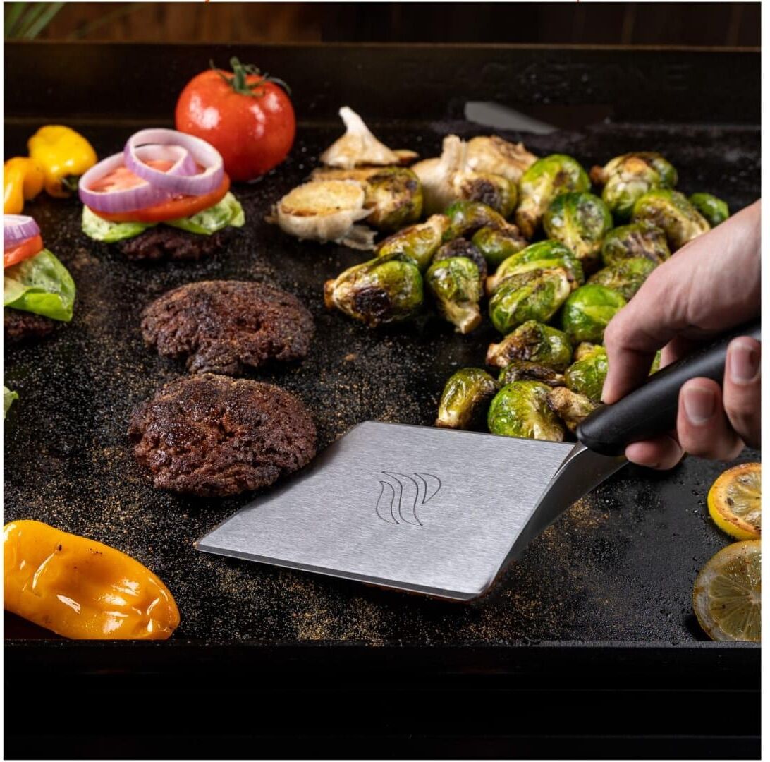 Burgerpresse BLACKSTONE "3-teilig", silber (schwarz), B:22,8cm T:41,3cm, Edelstahl, Küchenpressen, Burgerpresse schwarz Einheitsgröße