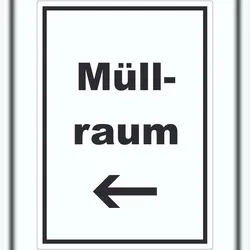 HB-Druck Müllraum Aufkleber mit Text Richtungspfeil links Abfall Mülltrennung hochkant A8 (52x74mm)