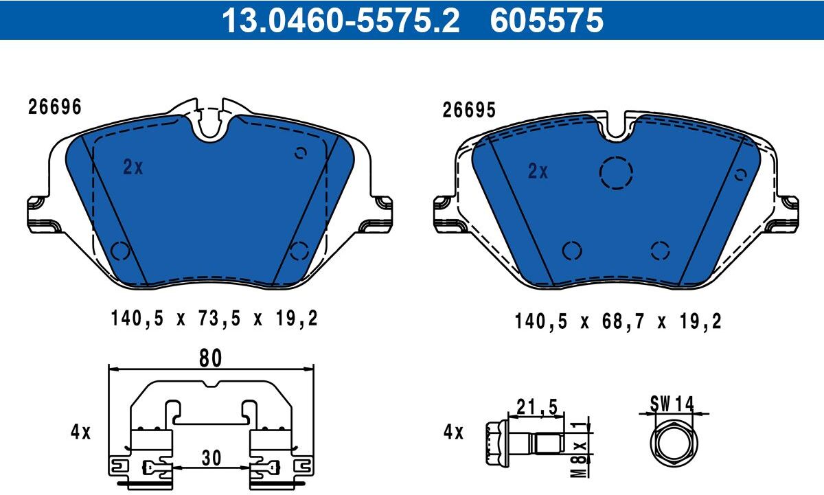 Ate Set di pastiglie freno 13.0460-5575.2