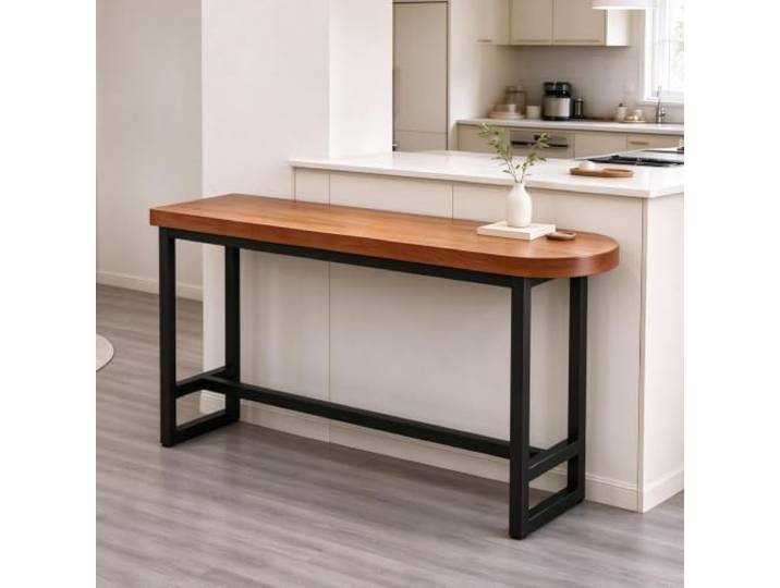 Rechteckiger Massivholz Thekentisch, schmaler Bar Hochtisch, Kneipentisch Rechteckiger Sofa-Konsolentisch，mit Rahmenstruktur, Bistrotisch für den Innenbereich(Cherry wood,55.1 Lx23.6 W)