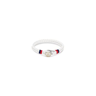 Lederarmband TOMMY HILFIGER "NAUTICAL", weiß (weiß, edelstahlfarben, rot, blau, gelbgoldfarben), Armbänder, Herren, 19cm, Edelstahl Leder Nylon, Edelstahl, Leder, Nylon, Lederarmband