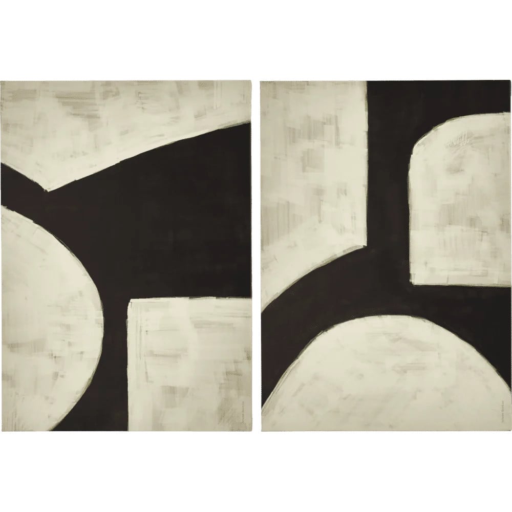 House Doctor Hape wanddecoratie set van 2 stuks - zwart/off-white - abstract geometrisch design