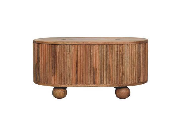 Artisan Furniture Couchtisch Massivholz Soba Kugel, Aufklappbarer Stauraum, Hellbraun, Mangoholz, Echtholz,Mangoholz, Rechteckig, 82x39x50 cm, Wohnzimmer, Wohnzimmertische, Couchtische
