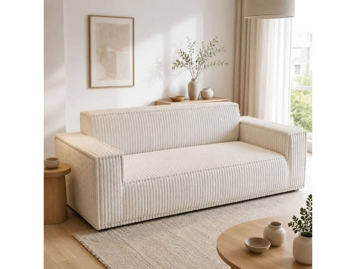 VUENOR Canapé compressé 2 places 178 x 86 x 70 cm blanc cassé – sans montage