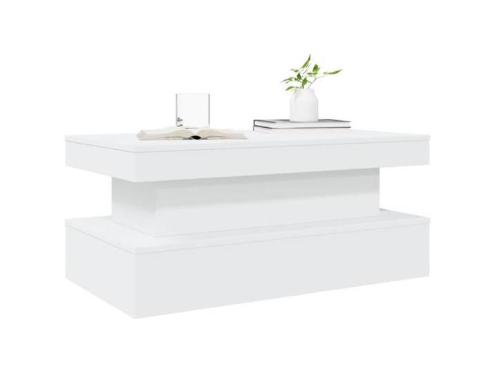 Table basse - OMABETA - PER114160 - Blanc - Bois d'ingénierie - Lumières LED RVB