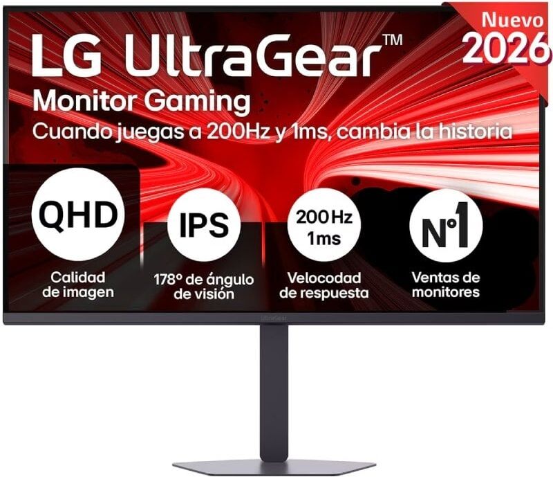 Monitor Gaming LG UltraGear 32G620B-B 31.5'/ QHD/ 1ms/ 200Hz/ IPS/ Regulable en altura/ Negro