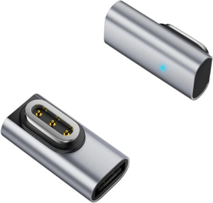 INF Adaptateur magnétique Type-C vers Leqi 3 broches (2 pièces) – Connecteur de charge magnétique en alliage d'aluminium, Argent