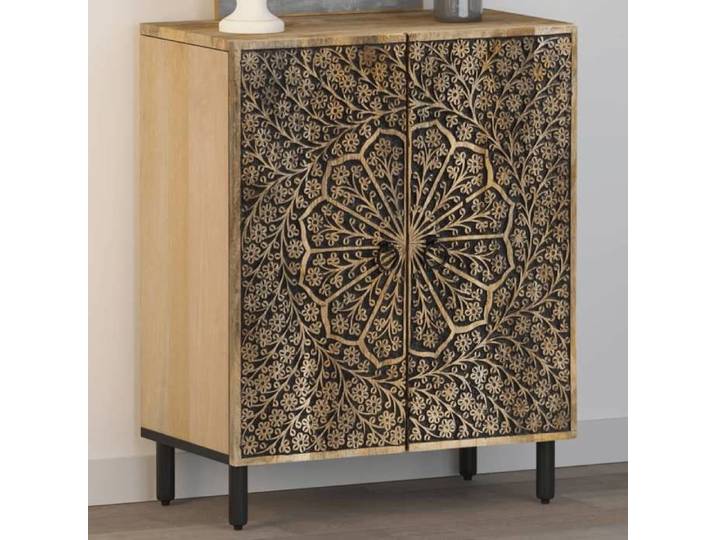 Armoire latérale - - Bois de manguier - 60x33x75 cm - Motif sculpté - Style rétro