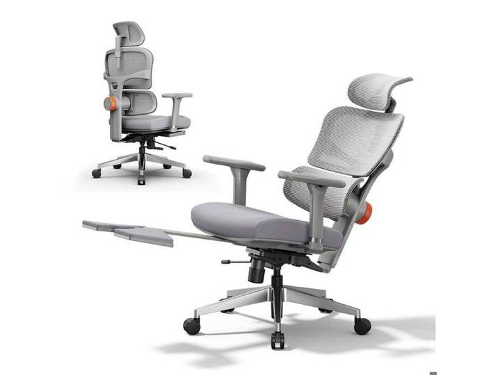 Chaise de bureau ergonomique NEWTRAL NT002 avec repose-pieds gris