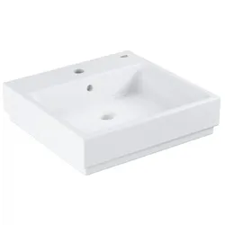 Grohe Cube Keramik Aufsatzwaschtisch 3947800H 50cm, 1 Hahnloch mit Überlauf, Rückseite glasiert, alpinweiß PureGuard