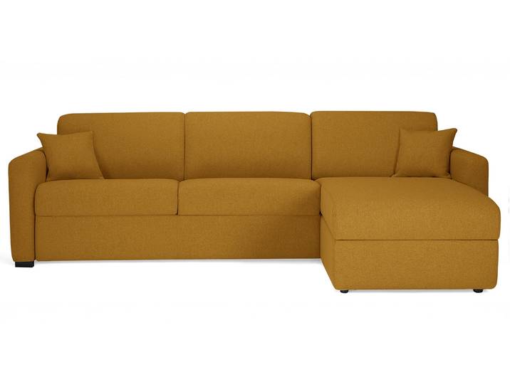 MILANO - Canapé d'angle convertible 4 places - Tweed, Moutarde