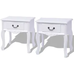 vidaXL Nachttische Zwei Stk. Weiß MDF