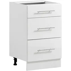 VEVOR Unterschrank 500x475x815 mm BxTxH Spanplatte Küchenunterschrank Weiß, für Waschküche und Bad, ohne Arbeitsplatte, im Shaker-Stil, mit 3 Schubladen, Soft-Close-Mechanismus und 3M-Laminierung