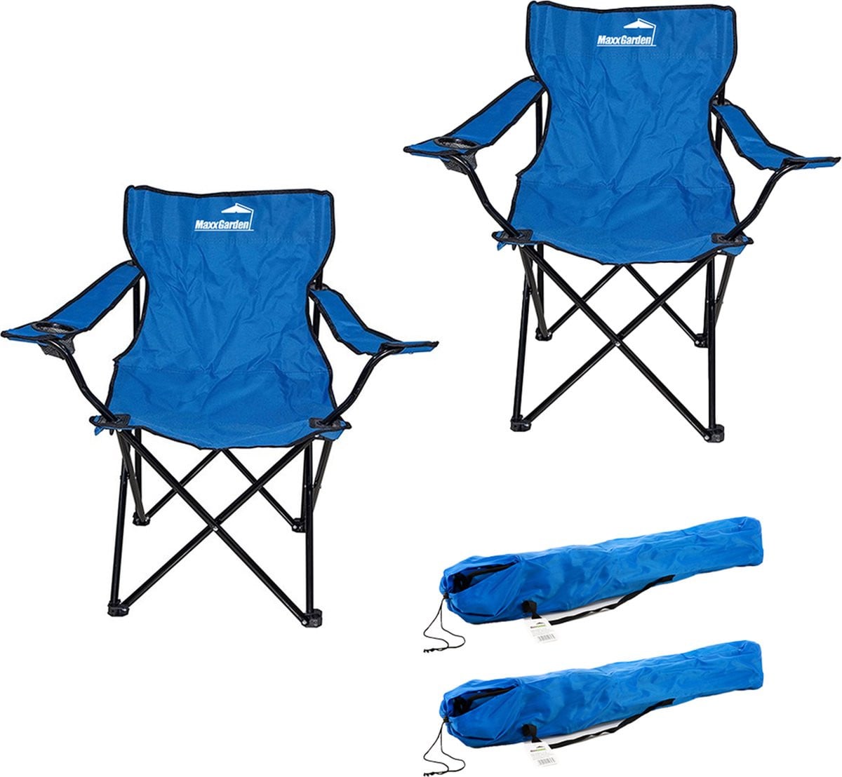 MaxxGarden Campingstoel met armleuningen Blauw - 2 stuks