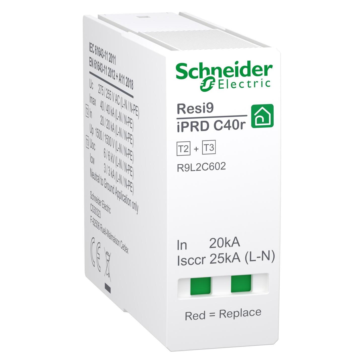 Schneider Ersatzschutzmodul für Überspannungsableiter iPRD C40r 3P+N,Typ 2+3, N-PE Modul R9L2C602 (R9L2C602)