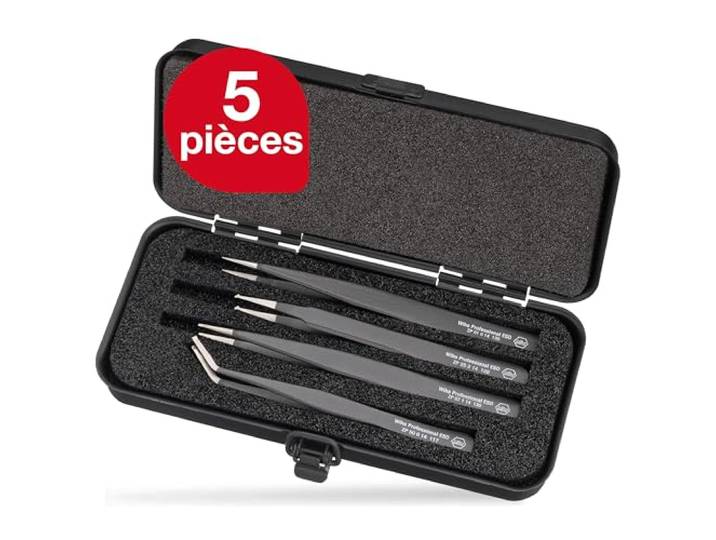 Wiha 32349 Ensemble de Pincettes SMD ZP 99 0 14 002 Professional ESD Cod. ZP99014002\, Cranberry