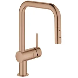 Grohe Minta Spültisch-Einhebelmischer 32322DL2 warm sunset gebürstet, herausziehbare Dual-Spülbrause, U-Auslauf