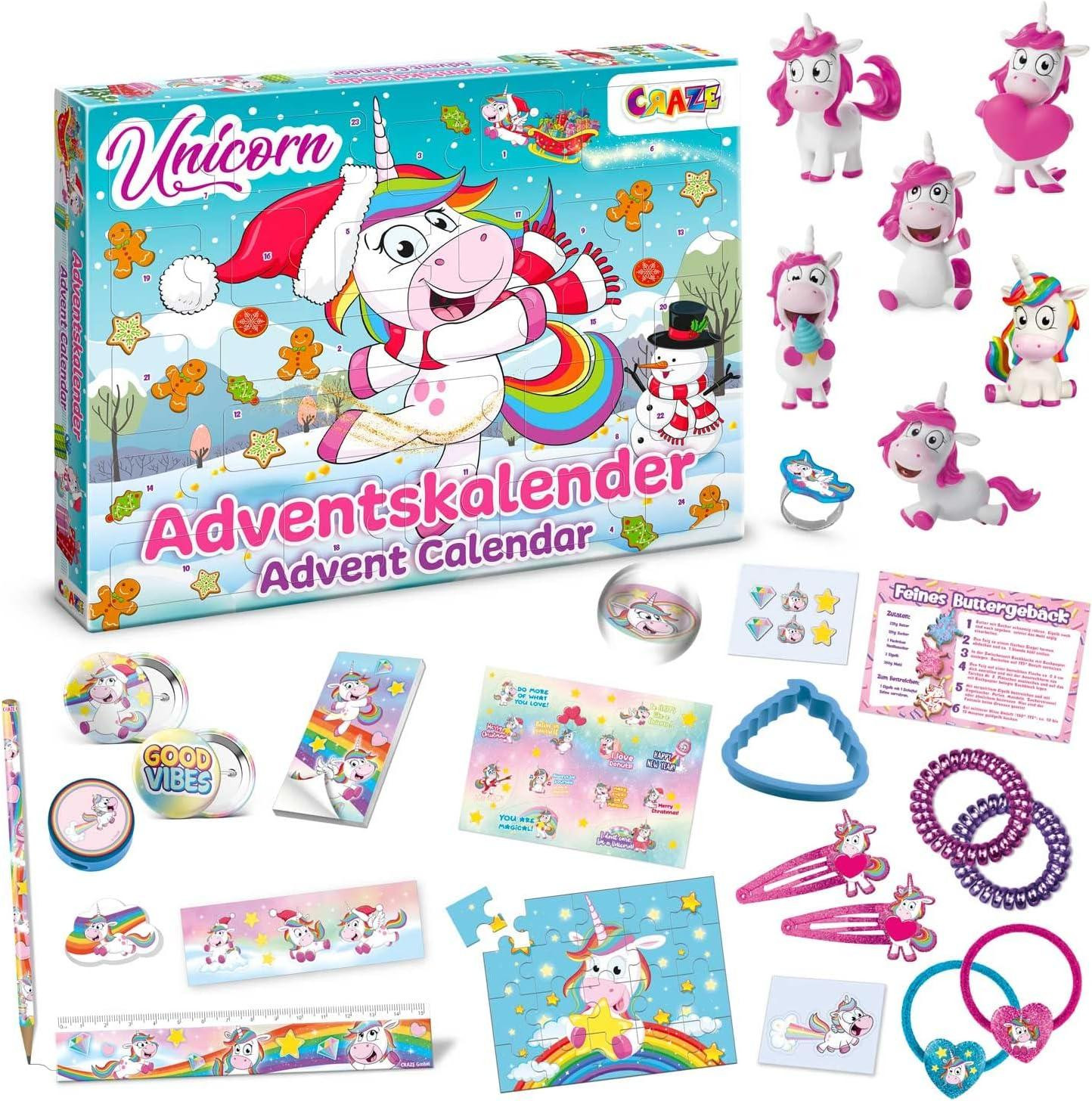 oCreon Unicorn Adventskalender voor kinderen met eenhoornspeelgoed en accessoires