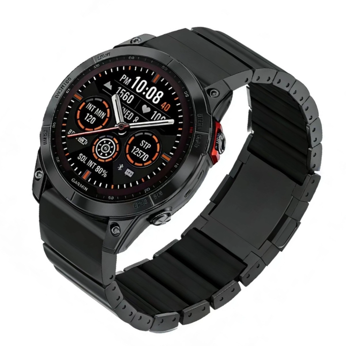 INF Schnellwechsel Edelstahl-Armband kompatibel mit Garmin Fenix, Enduro, Instinct — 26mm Magnetverschluss Schwarz