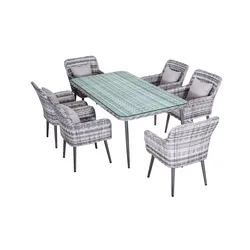 Garten Essgruppe Lounge Essgruppe Aluminium Terrasse Balkon Veranda Quito in grau Jet-Line