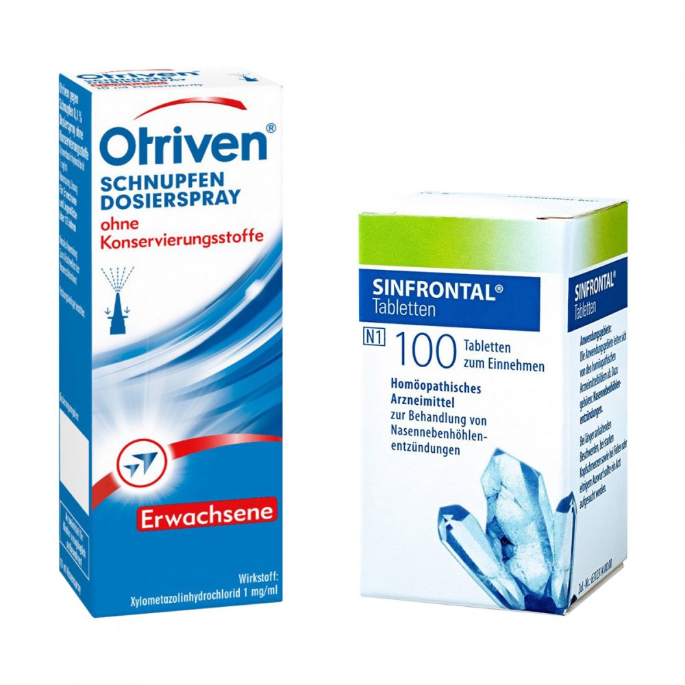Sinfrontal Tabletten (100 stk) & Otriven 0,1% Nasenspray (10 ml) 08101355