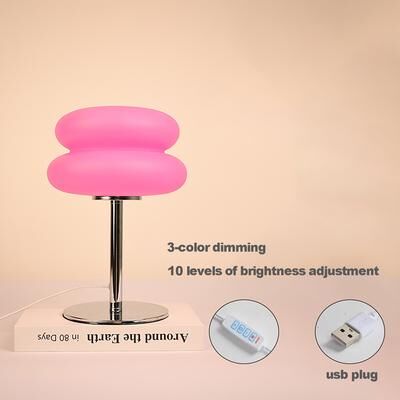 Discount Dollar Deals Table Lamp For Bedroom, USB Plug LED Mushroom Lamp, Living Room Ambient Lighting pink