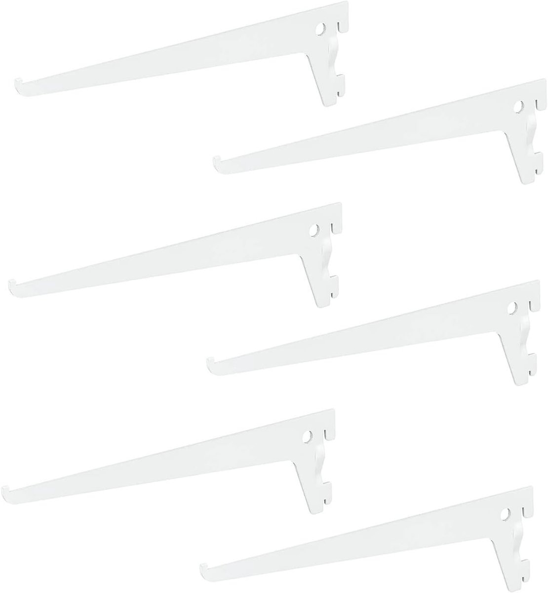 Siwitec Set van 6 Enkelgatsdragers Wit, Plankdrager voor Plankrailsysteem, 400 x 50 mm