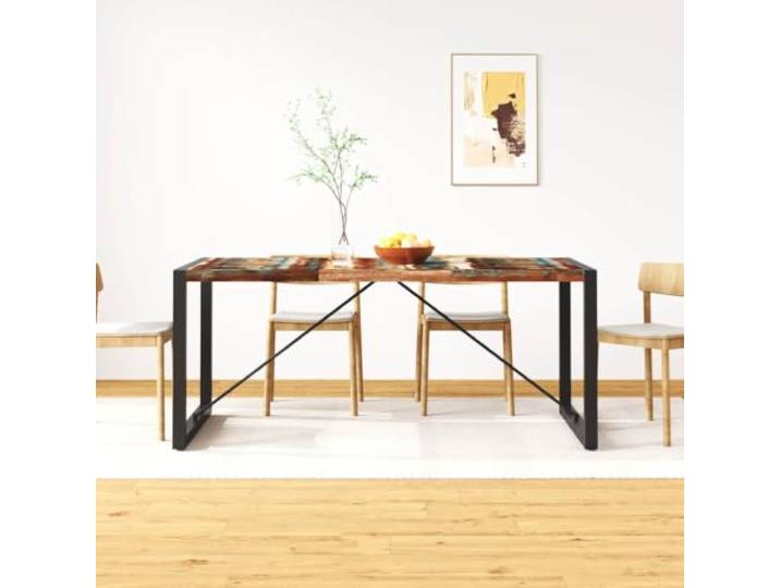 HEFZGDB Esstisch Altholz Massiv 180 cm Industriestil aus recyceltem Holz mit Stahlbeinen für Küche oder Esszimmer - Robustes Vintage Möbelstück mit Einzigartiger Optik